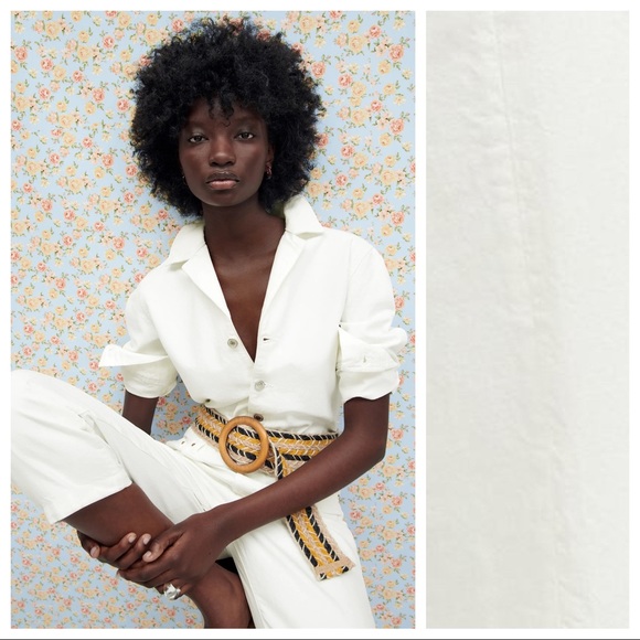 white denim jumpsuit zara